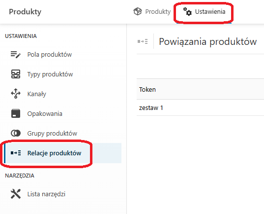 Relacje produktów 