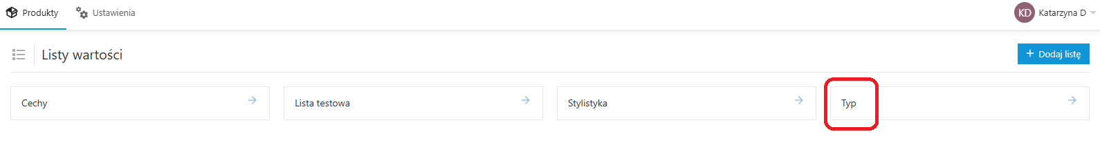 Listy wartości - nowa lista dodana