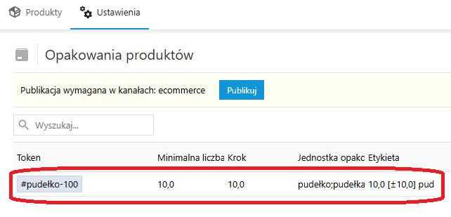 Opakowania - nowa pozycja dodana na liście