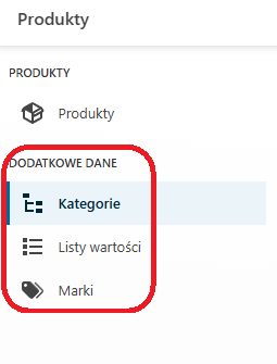 Dodatkowe dane w PIM